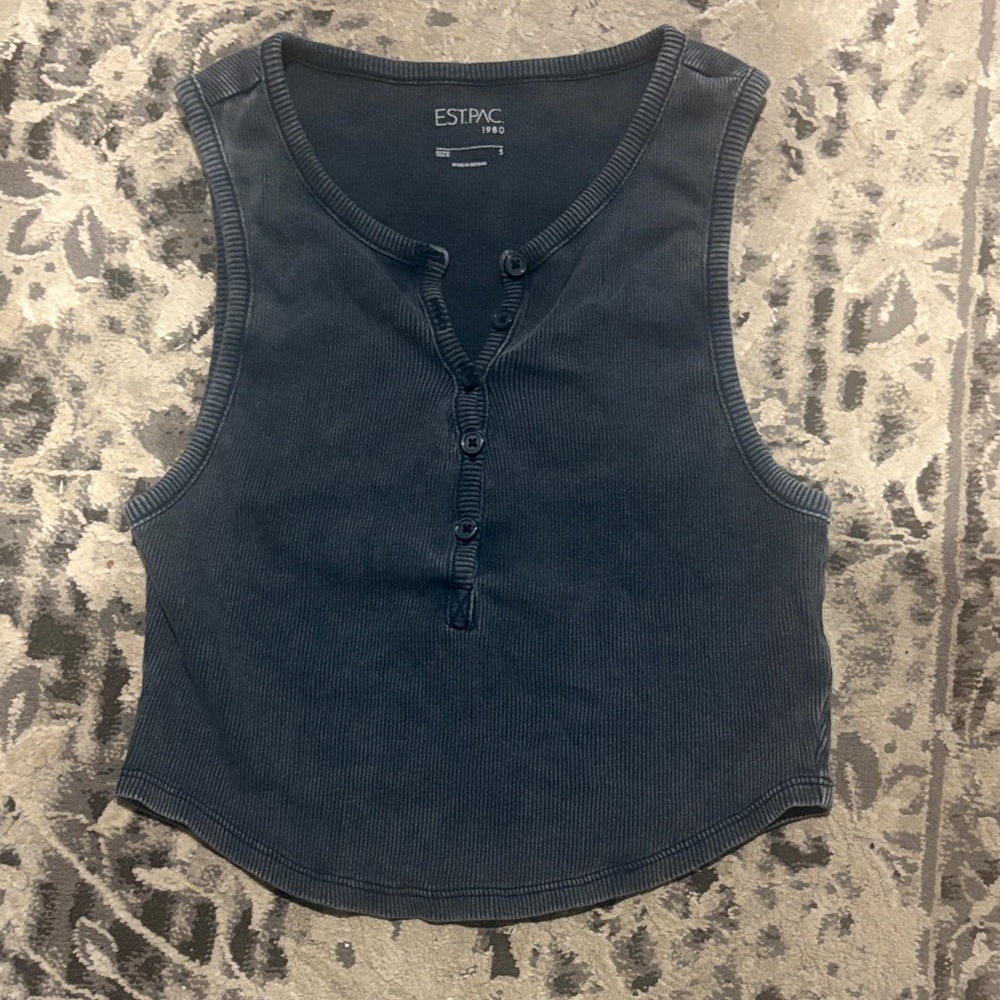 PacSun Black Button-Up Tank Top